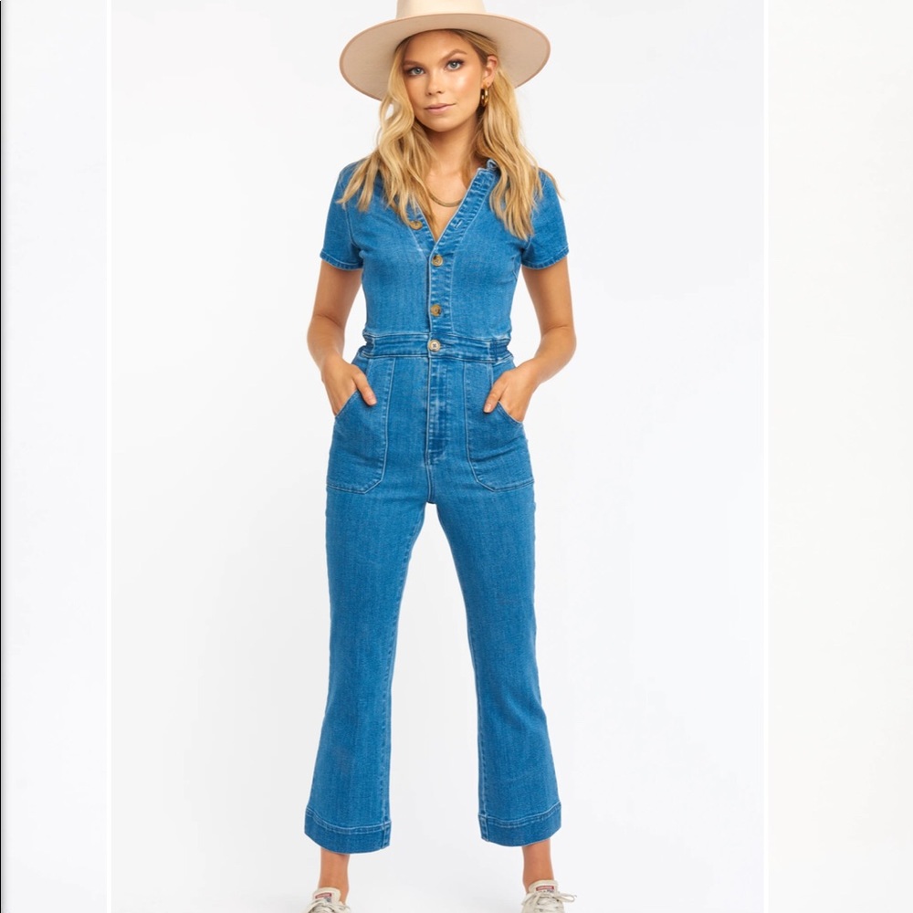 Show me your mumu denim jumpsuit